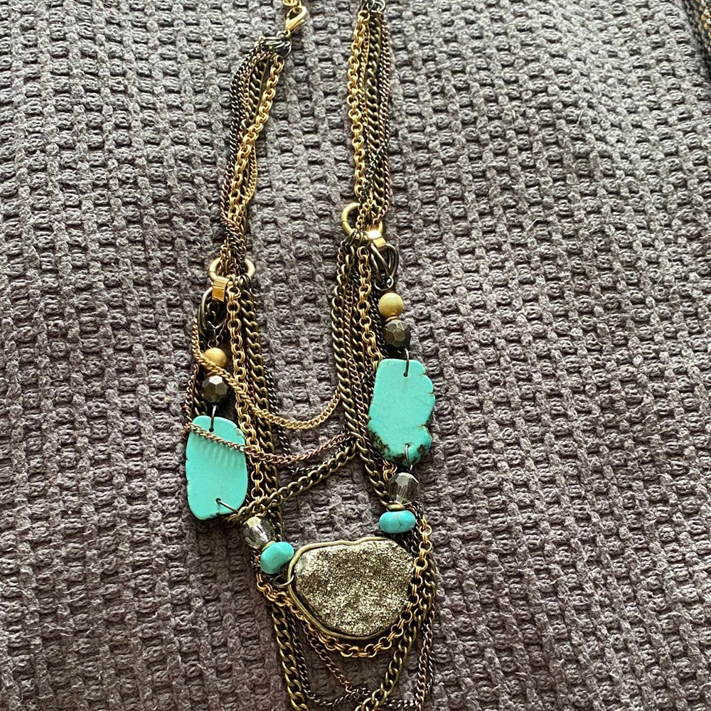 Gold and Turquoise Multi-Layer Necklace